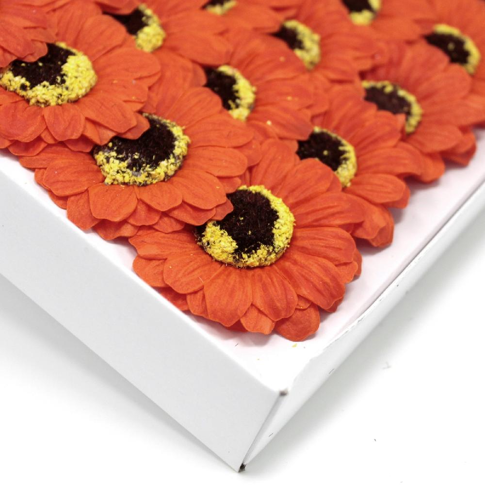 Ancient Wisdom 50x Craft Soap Flowers - Sml Sunflower - Orange