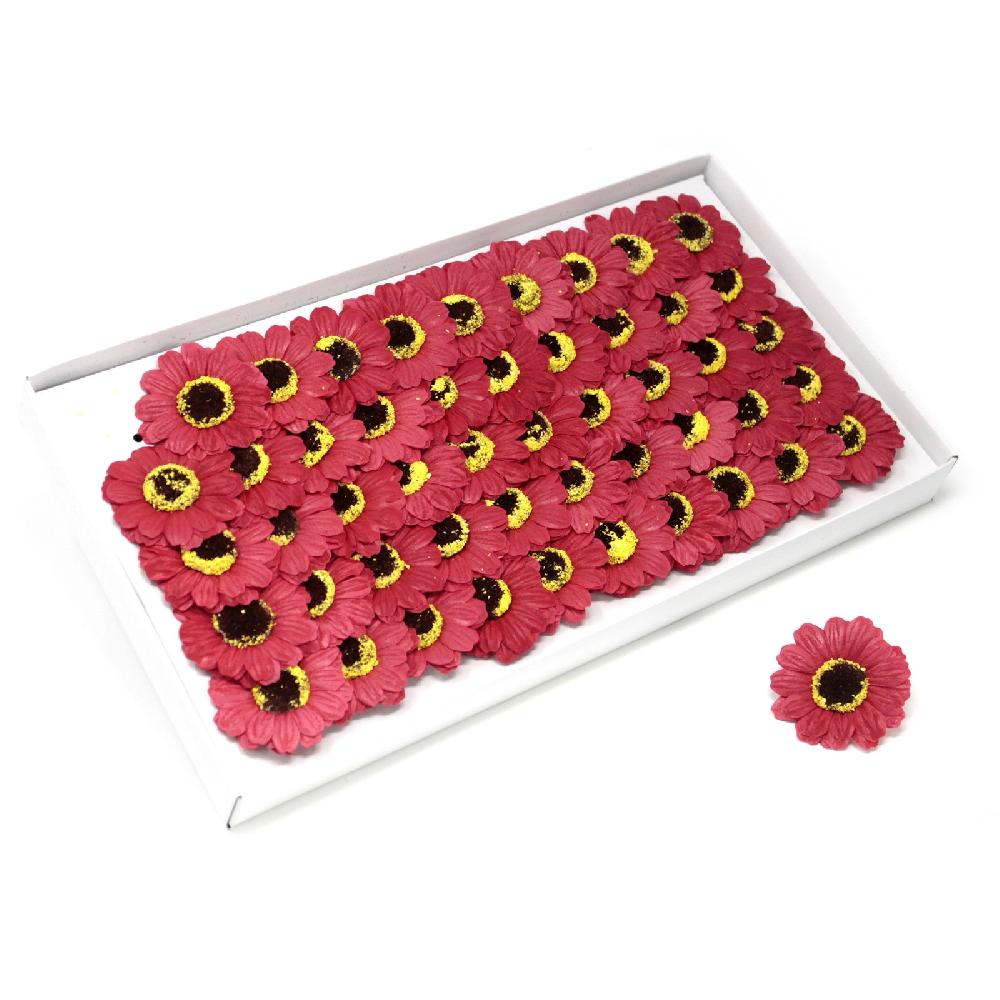 Ancient Wisdom 50x Craft Soap Flowers - Sml Sunflower - Red