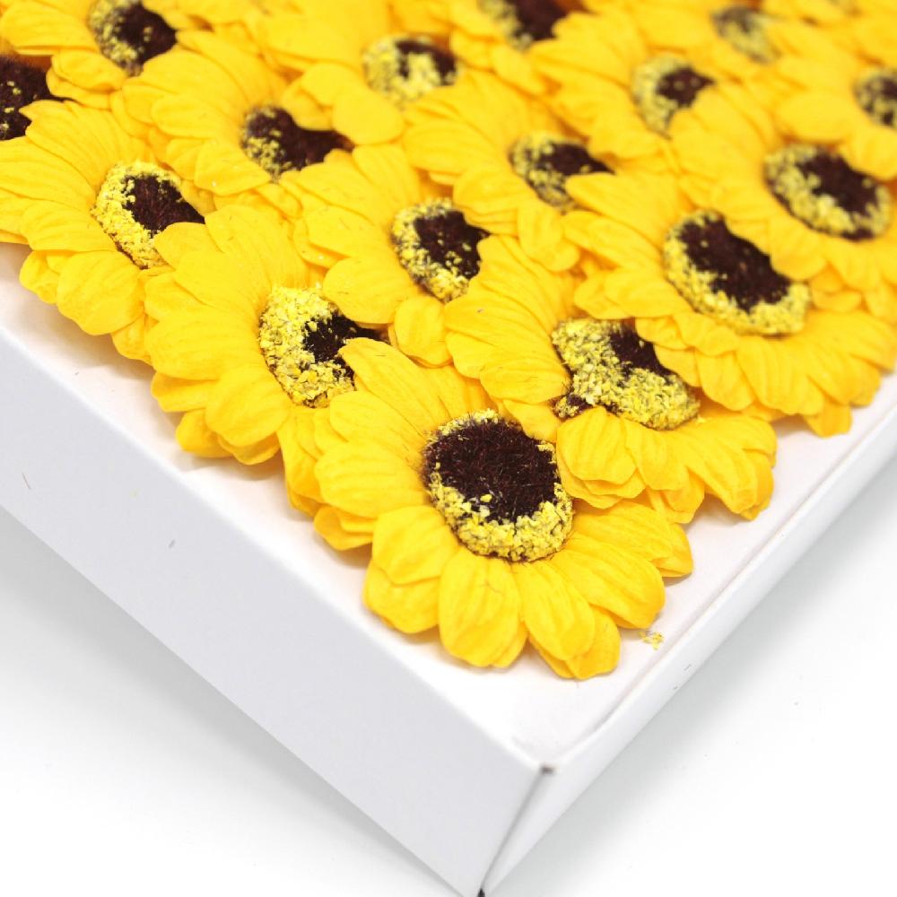 Ancient Wisdom 50x Craft Soap Flowers - Sml Sunflower - Yellow