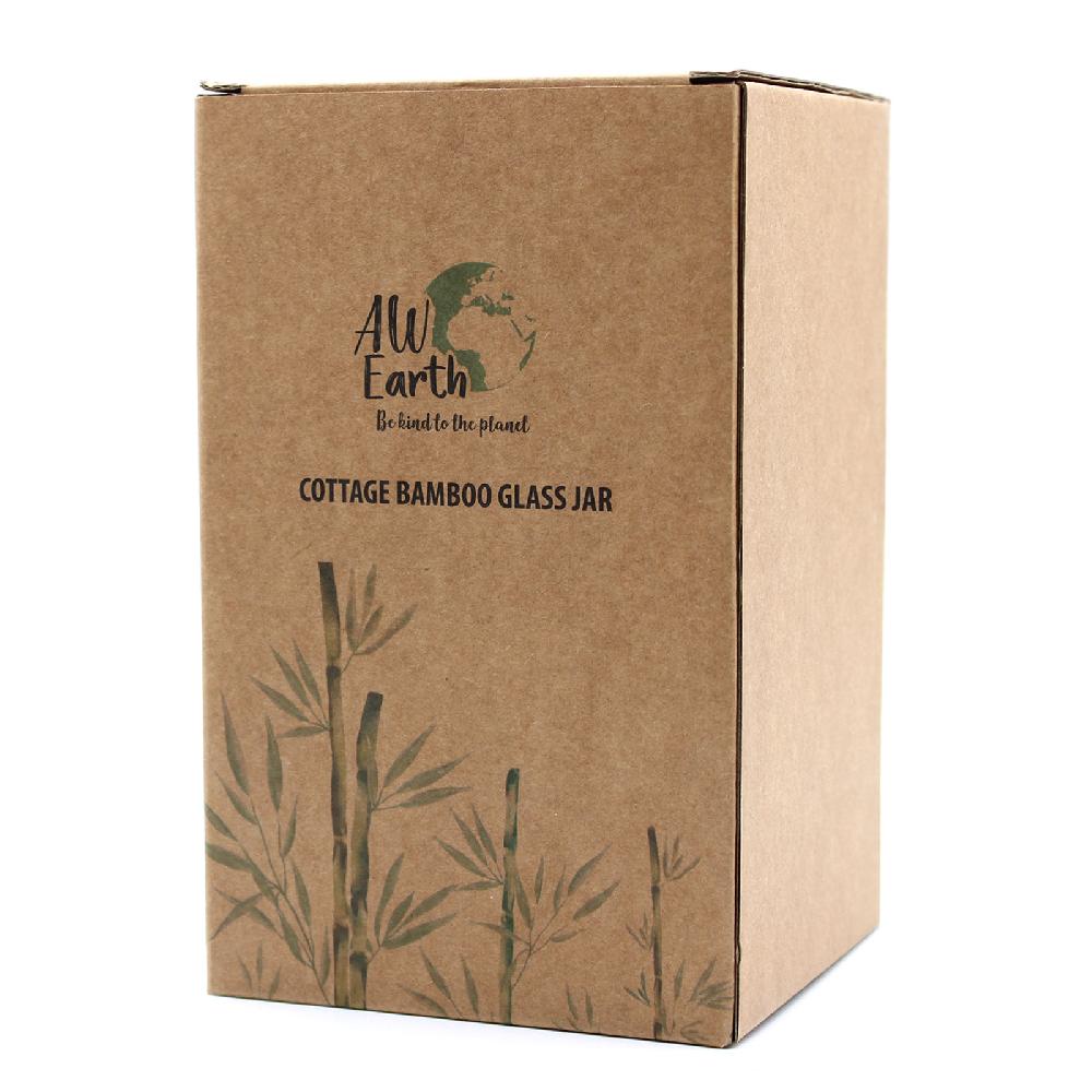 Ancient Wisdom 50x Full Carton Cottage Bamboo Glass Jar - 15cm