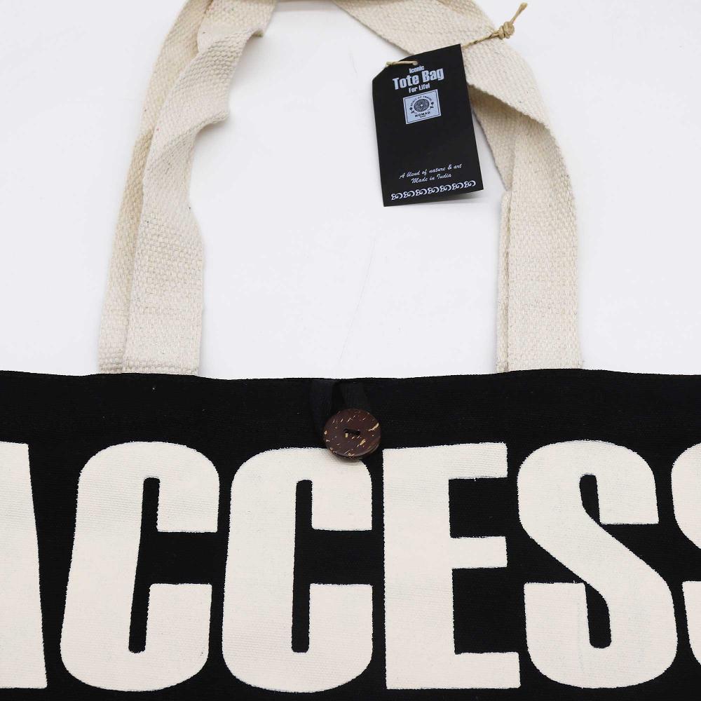 Ancient Wisdom 5x Iconic Classic Tote Bag - ACCESS ALL AREAS - Black Natural 10oz (36x43x10cm)