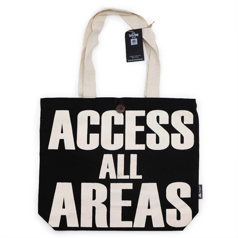 ancient wisdom 5x Iconic Classic Tote Bag - ACCESS ALL AREAS - Black Natural 10oz (36x43x10cm)