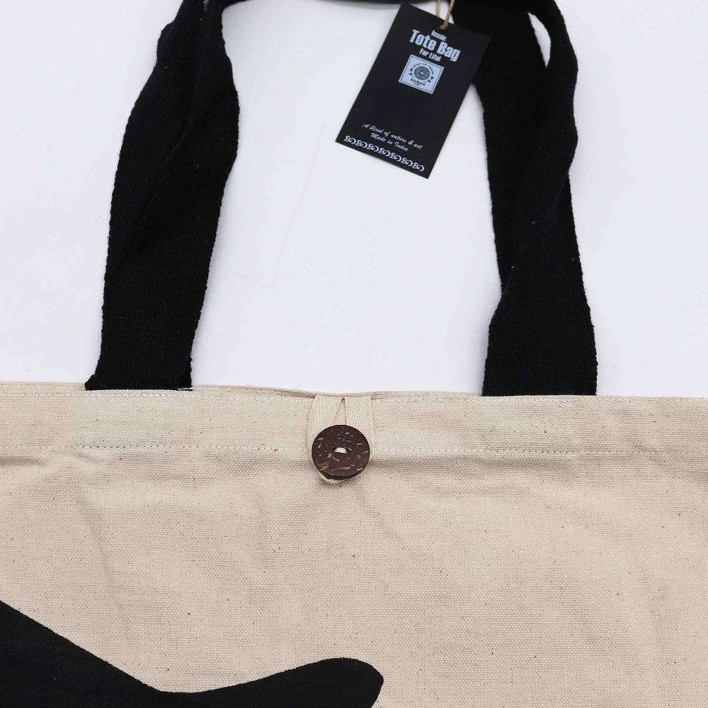 Ancient Wisdom 5x Iconic Classic Tote Bag - Black Cat - Natural 10oz (36x43x10cm)