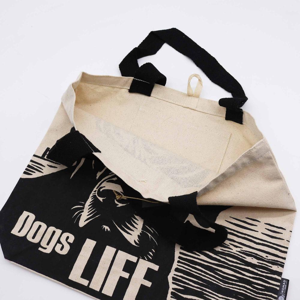 Ancient Wisdom 5x Iconic Classic Tote Bag - It's A Dogs Life - White 10oz (36x43x10cm)