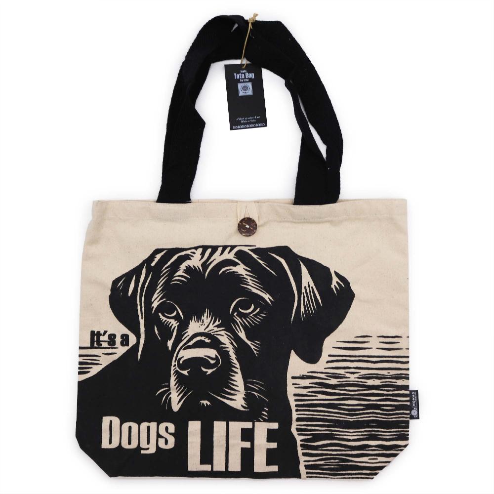 ancient wisdom 5x Iconic Classic Tote Bag - It's a Dogs Life - White 10oz (36x43x10cm)