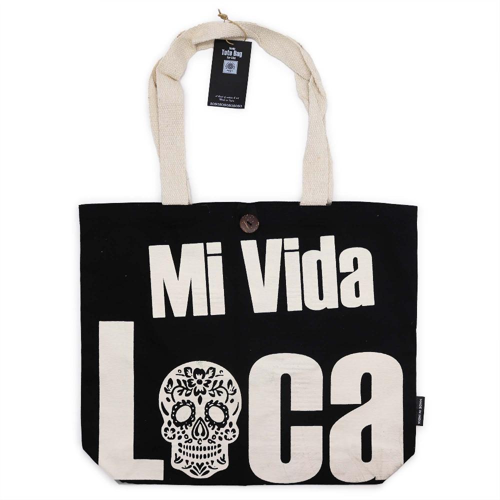 ancient wisdom 5x Iconic Classic Tote Bag - Mi Vida Loca - Black Natural 10oz (36x43x10cm)