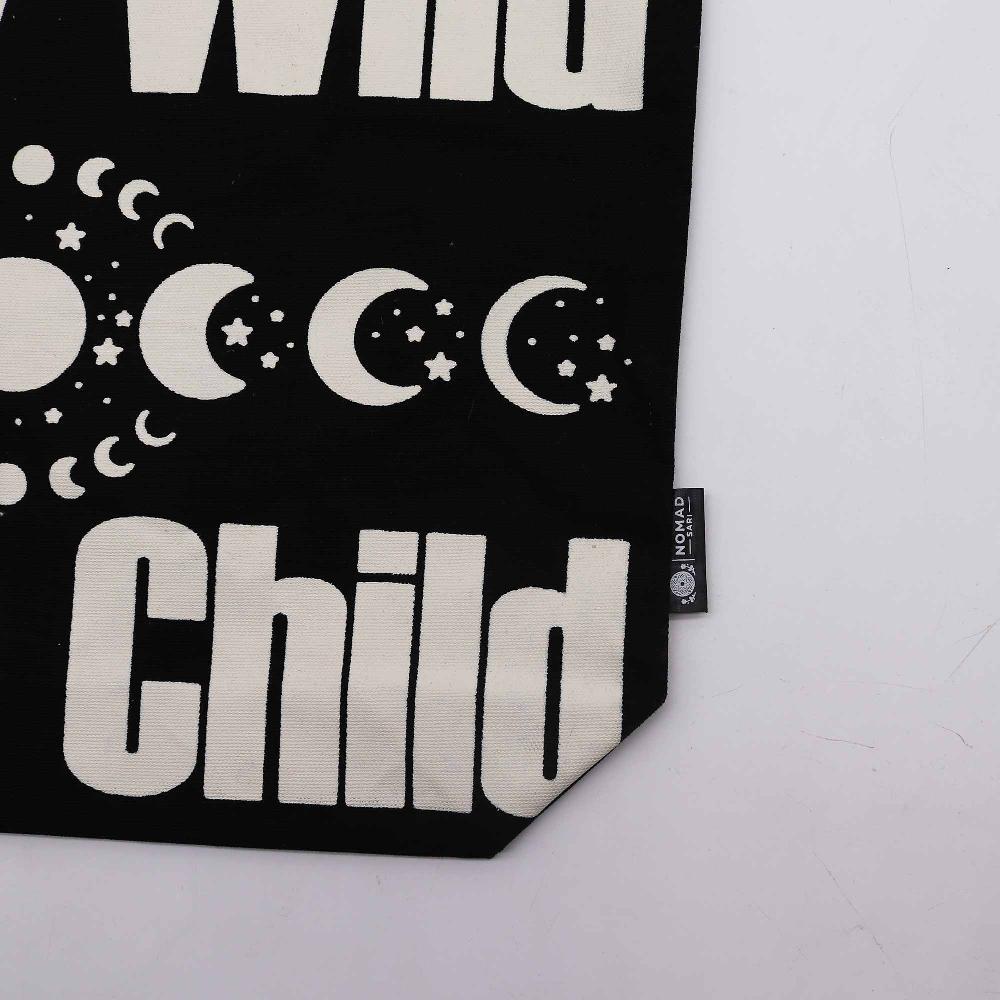 Ancient Wisdom 5x Iconic Classic Tote Bag - Stay Wild Mood Child - Black Natural 10oz (36x43x10cm)