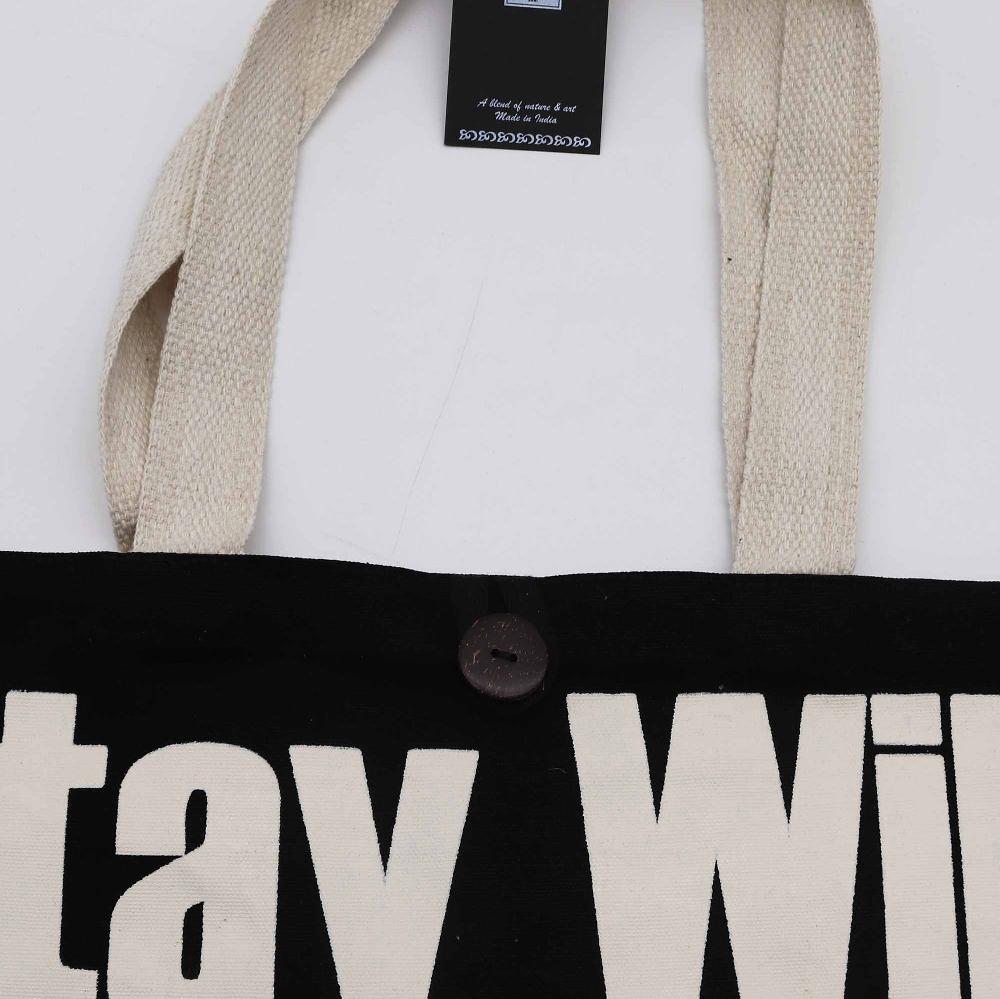 Ancient Wisdom 5x Iconic Classic Tote Bag - Stay Wild Mood Child - Black Natural 10oz (36x43x10cm)