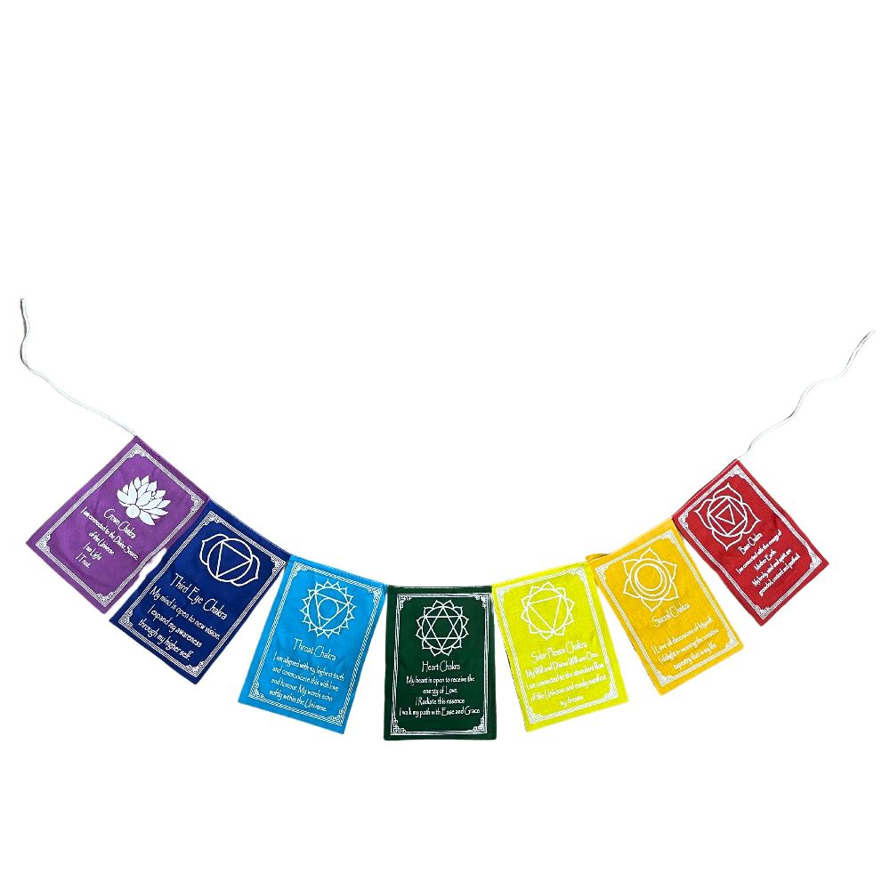 ancient wisdom 5x Seven Chakra Colours & Mantra - Lrg (7 Flags)