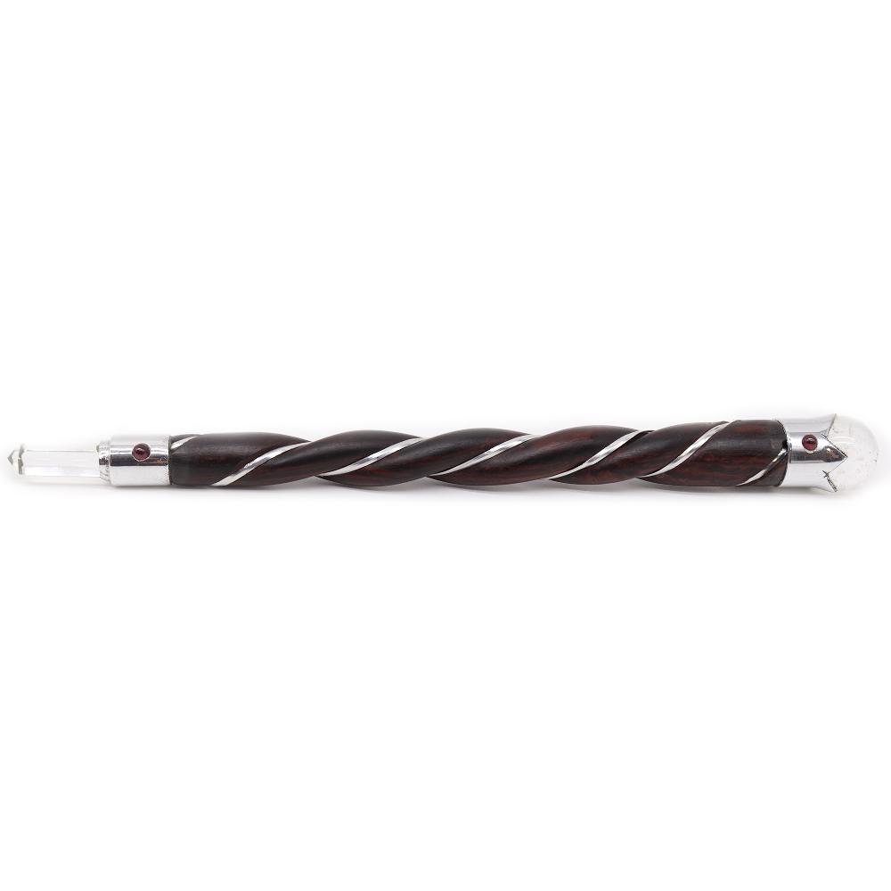 Ancient Wisdom 5x Twisted Wood And Rock Quartz Wand