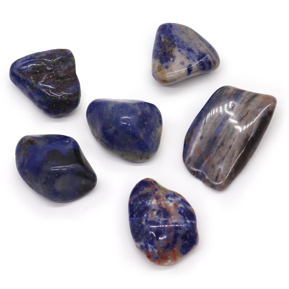 ancient wisdom 6x African Gemstone Sodalite - Spotted Blue - Size 8 - 30mm (KG)