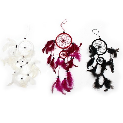 Ancient Wisdom 6x Bali Dreamcatchers - Medium Round - Black/White/Red