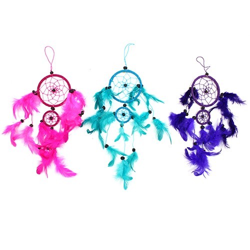 Ancient Wisdom 6x Bali Dreamcatchers - Medium Round - Turq/Pink/Purp