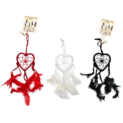 ancient wisdom 6x Bali Dreamcatchers - Small Heart - Black/White/Red