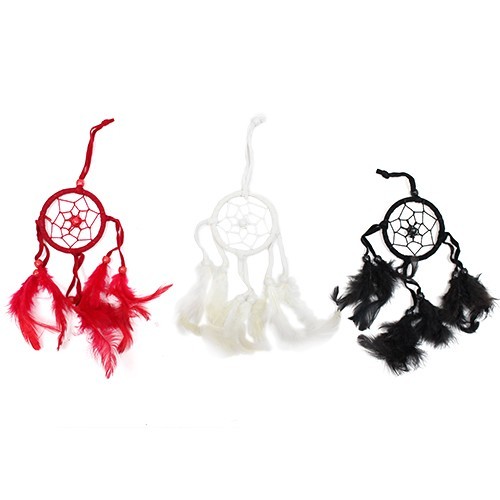Ancient Wisdom 6x Bali Dreamcatchers - Small Round - Black/White/Red