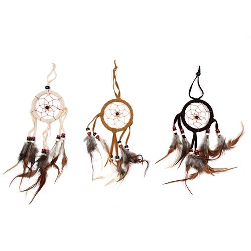 Ancient Wisdom 6x Bali Dreamcatchers - Small Round - Cream/Coffee/Choc