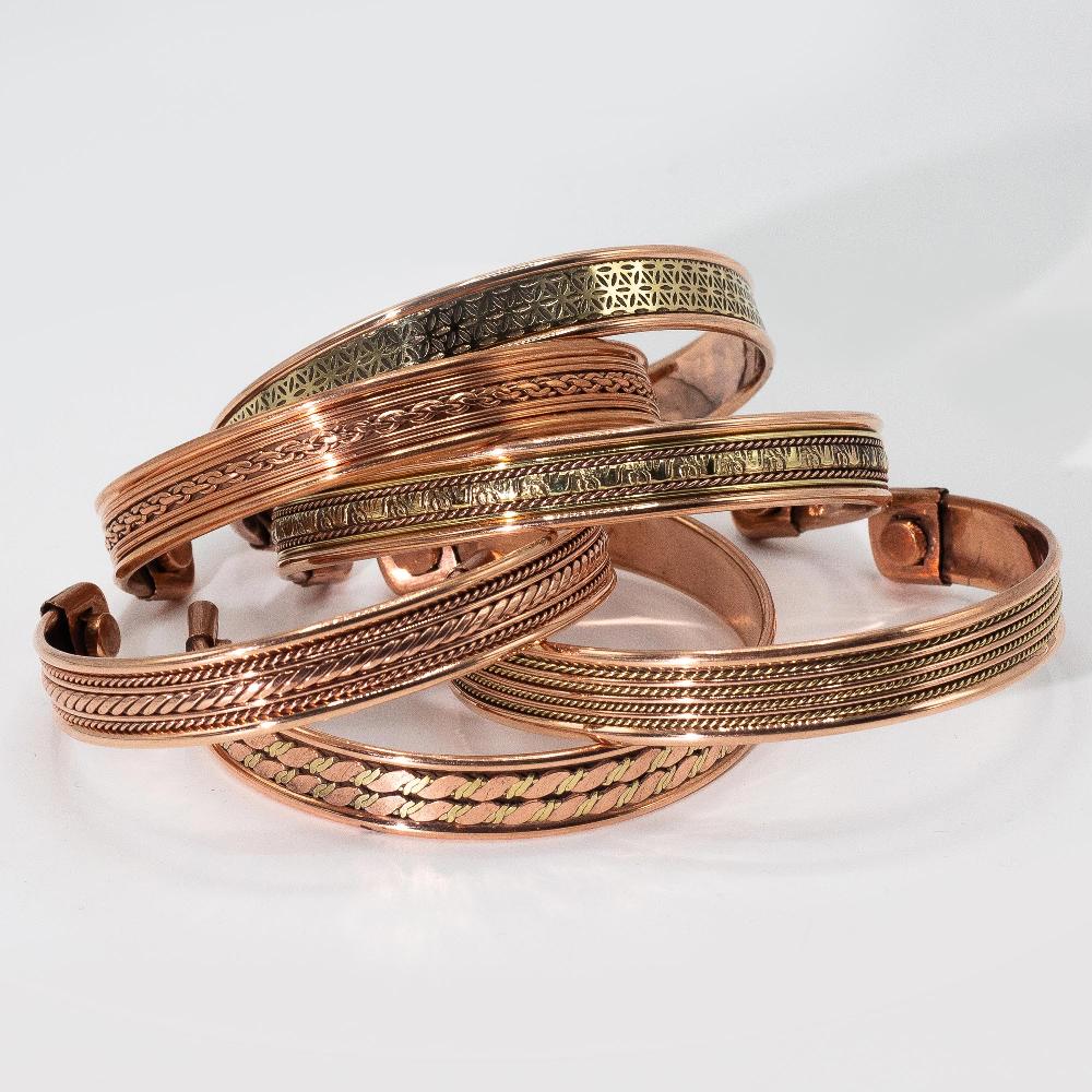 Ancient Wisdom 6x Copper Banded Pattern Bracelets With Magnets (assorted)