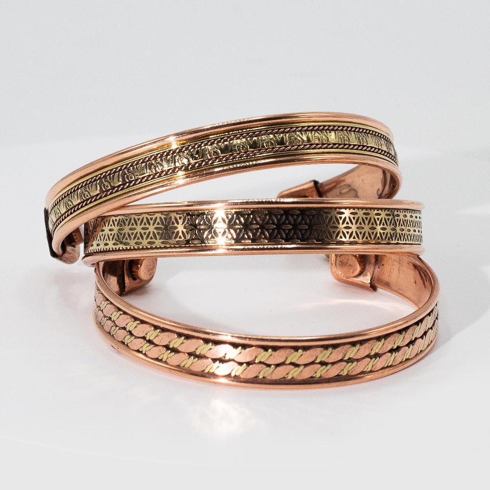 Ancient Wisdom 6x Copper Banded Pattern Bracelets With Magnets (assorted)