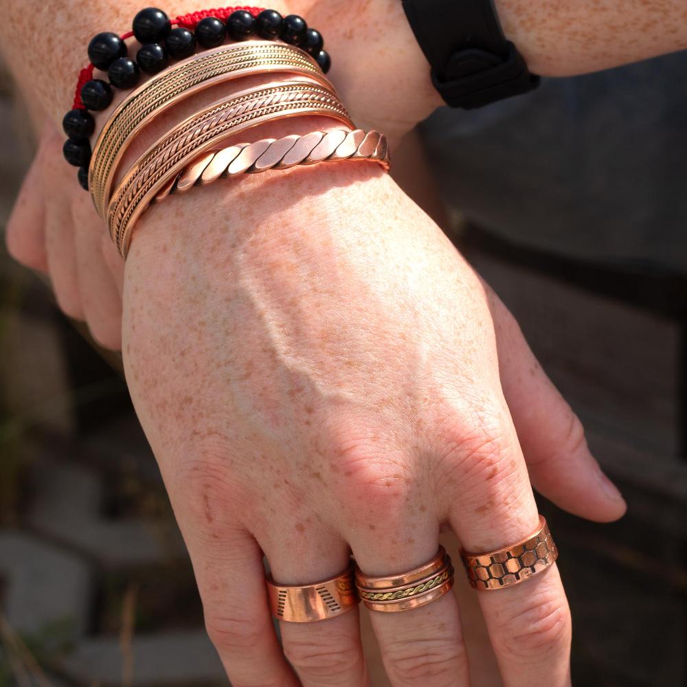 Ancient Wisdom 6x Copper Rings With Magnets - Assorted Designs & Sizes