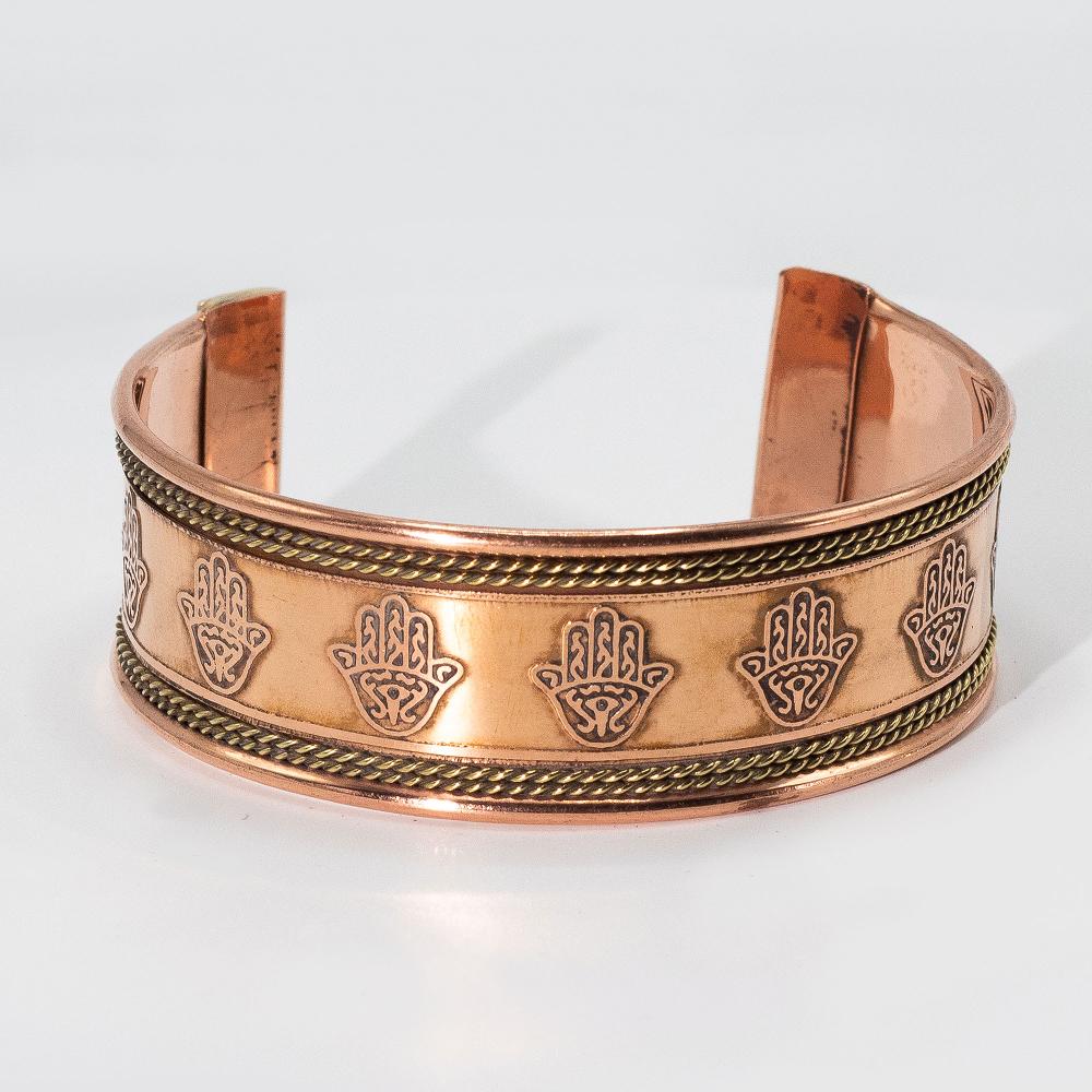 Ancient Wisdom 6x Copper Wide Banded Bracelets With Brass Decor (assorted)