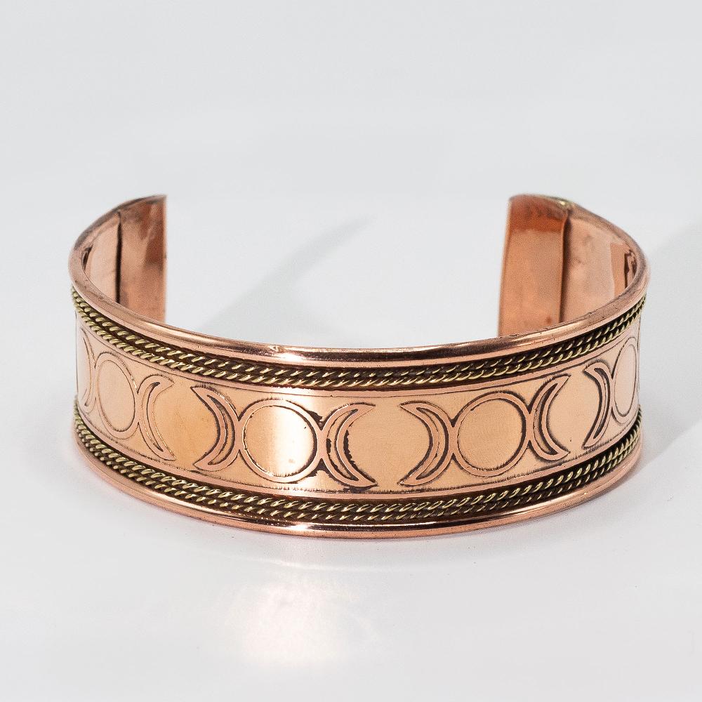 Ancient Wisdom 6x Copper Wide Banded Bracelets With Brass Decor (assorted)