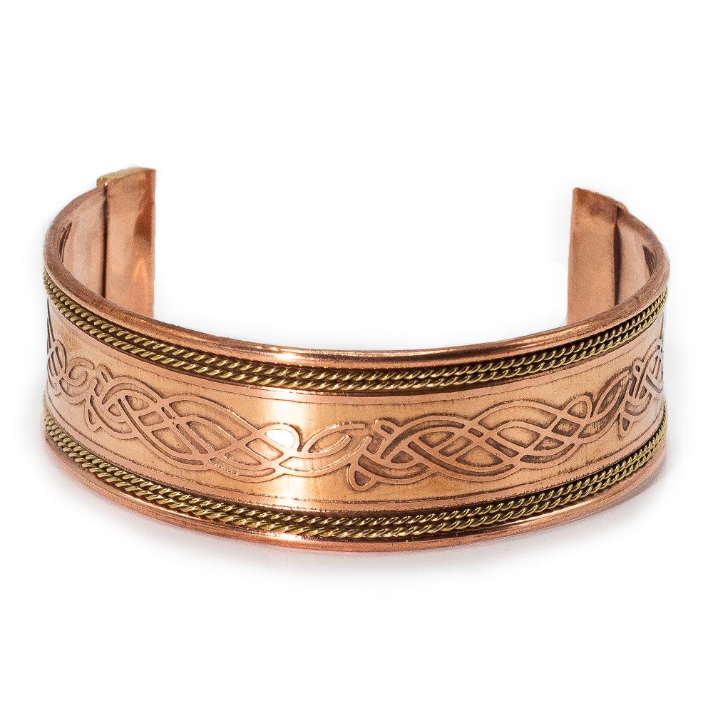 ancient wisdom 6x Copper Wide Banded Bracelets with Brass Decor (assorted)