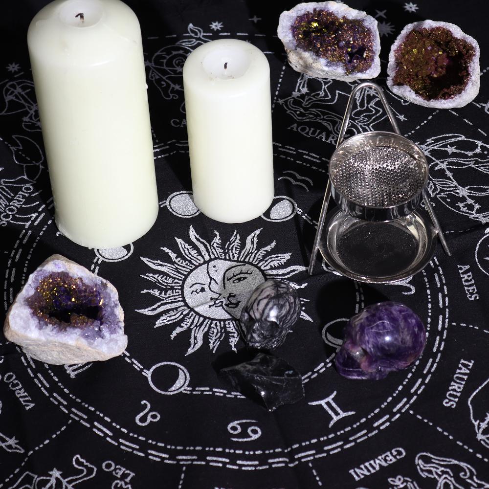 Ancient Wisdom 6x Esoteric Fringed Altar Cloth - Horoscope