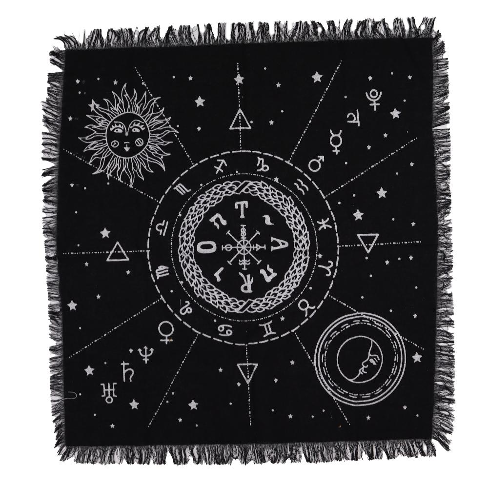 ancient wisdom 6x Esoteric Fringed Altar Cloth - Moon & Sun Chart