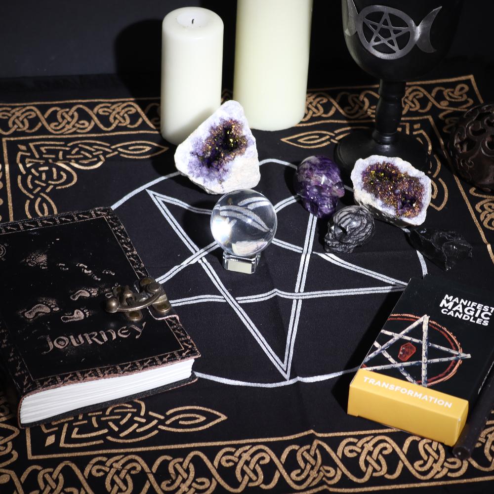 Ancient Wisdom 6x Esoteric Fringed Altar Cloth - Pentagon