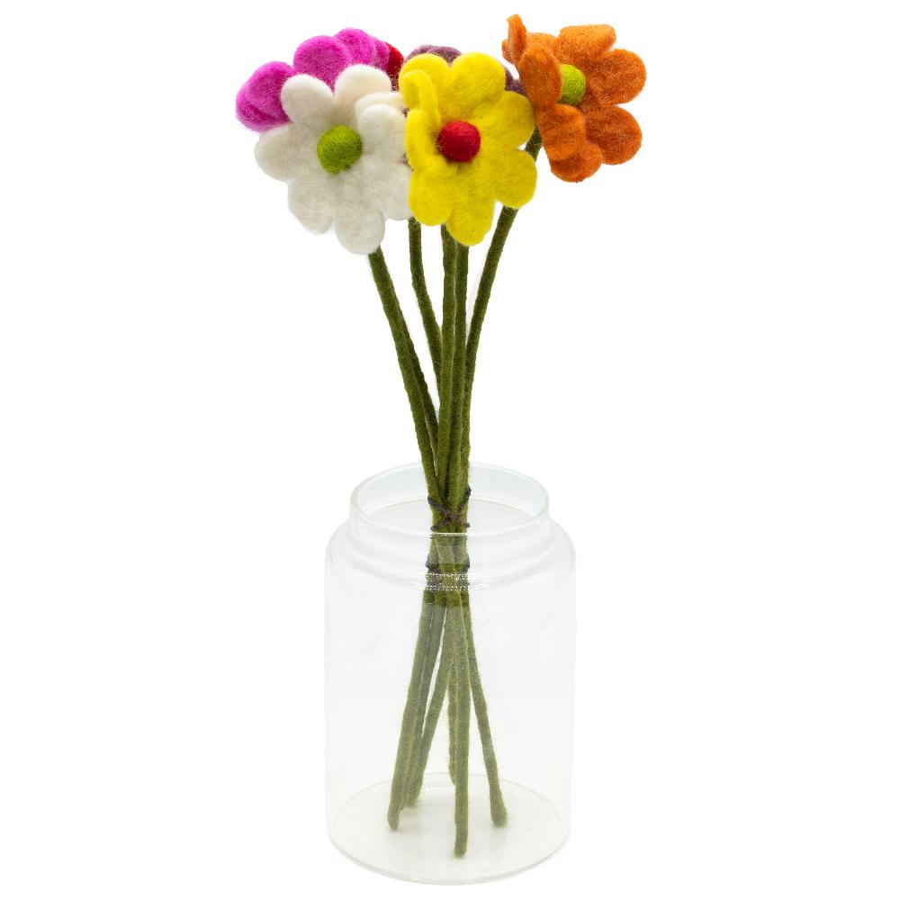 ancient wisdom 6x Felt Flowers - Daisy (assorted colours)