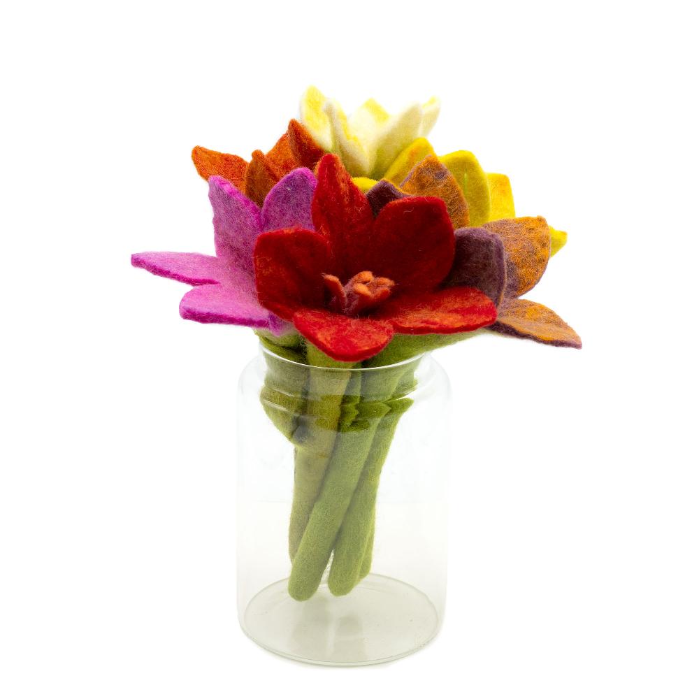 ancient wisdom 6x Felt Flowers - Lily (assorted colours)