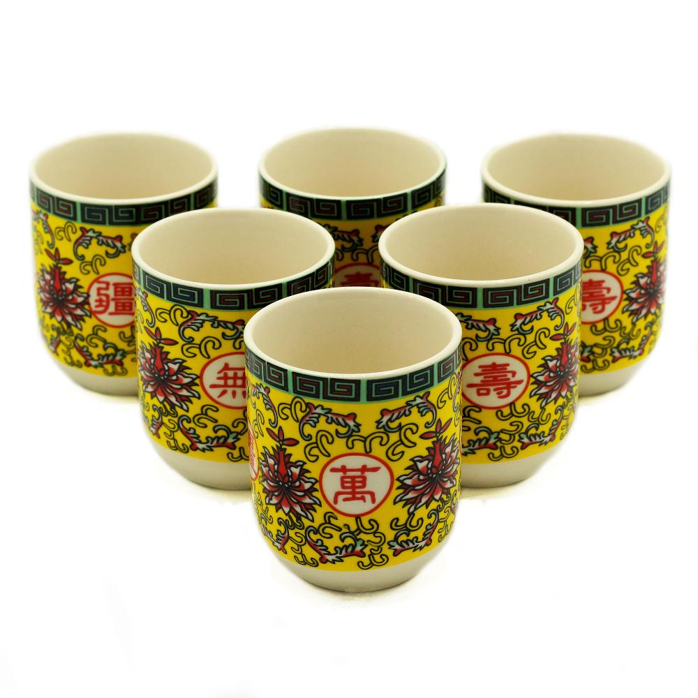 ancient wisdom 6x Herbal Tea Cup - Long Life Oriental Design
