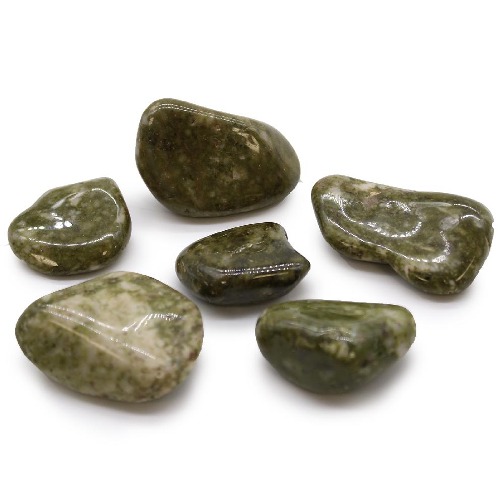 ancient wisdom 6x Large African Tumble Stone - Epidote Snowflake