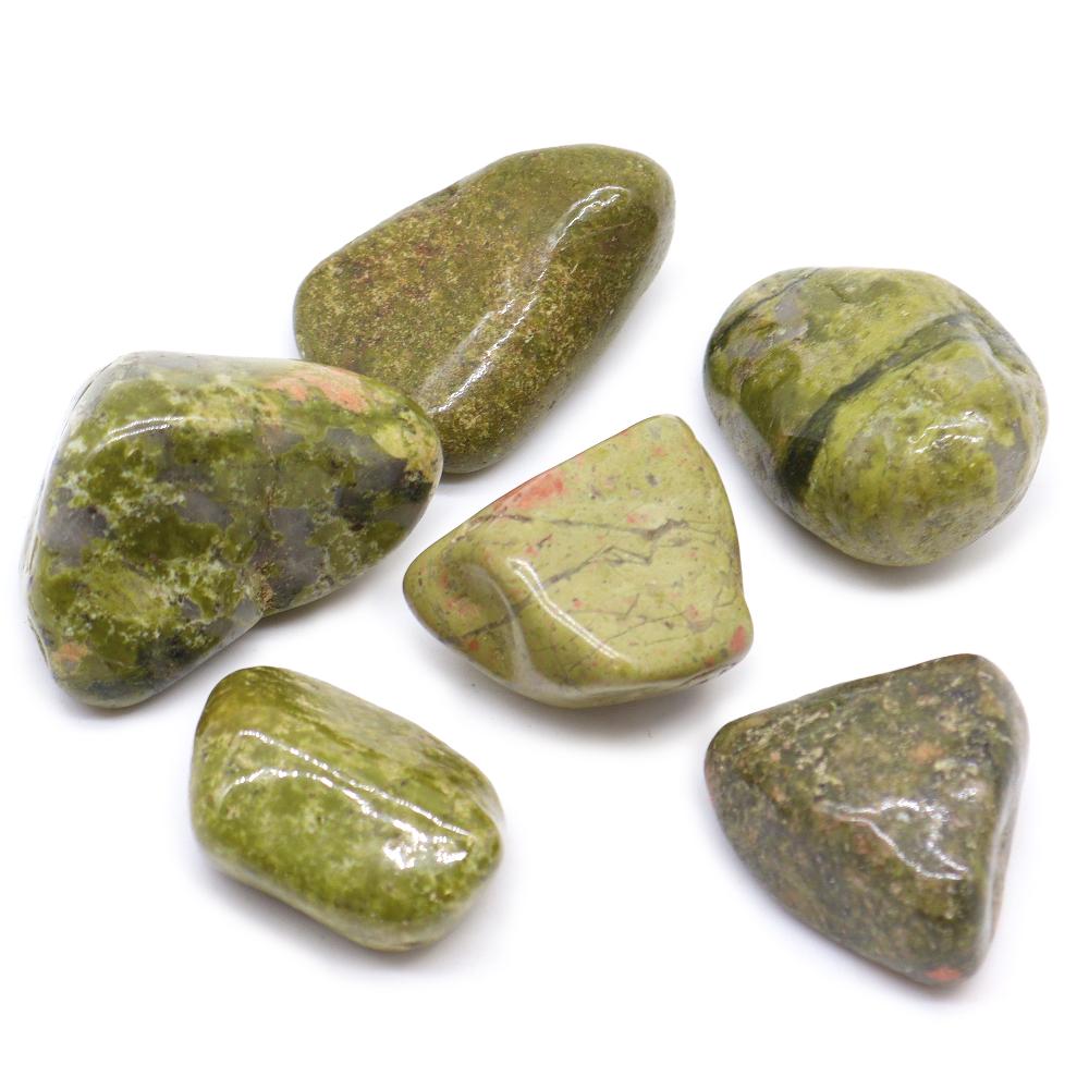 ancient wisdom 6x Large African Tumble Stone - Epidote