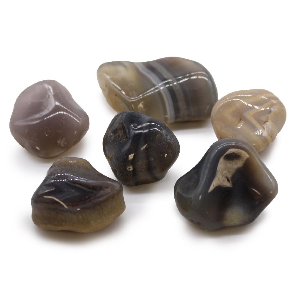 ancient wisdom 6x Large African Tumble Stone - Grey Agate - Botswana