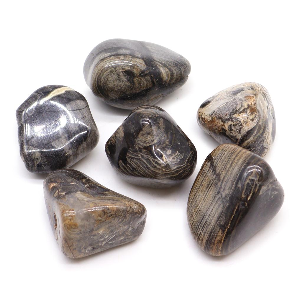 ancient wisdom 6x Large African Tumble Stone - Jasper Silver Leaf