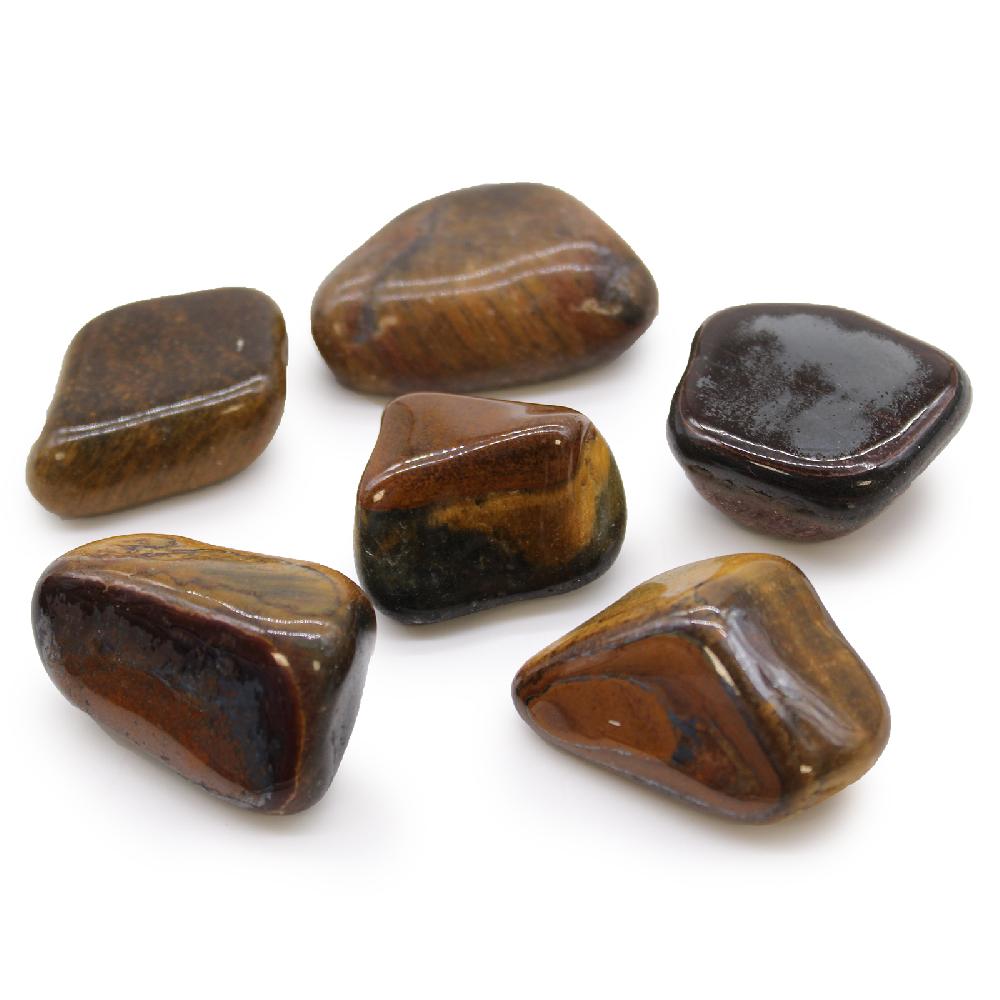ancient wisdom 6x Large African Tumble Stone - Tigers Eye - Varigated