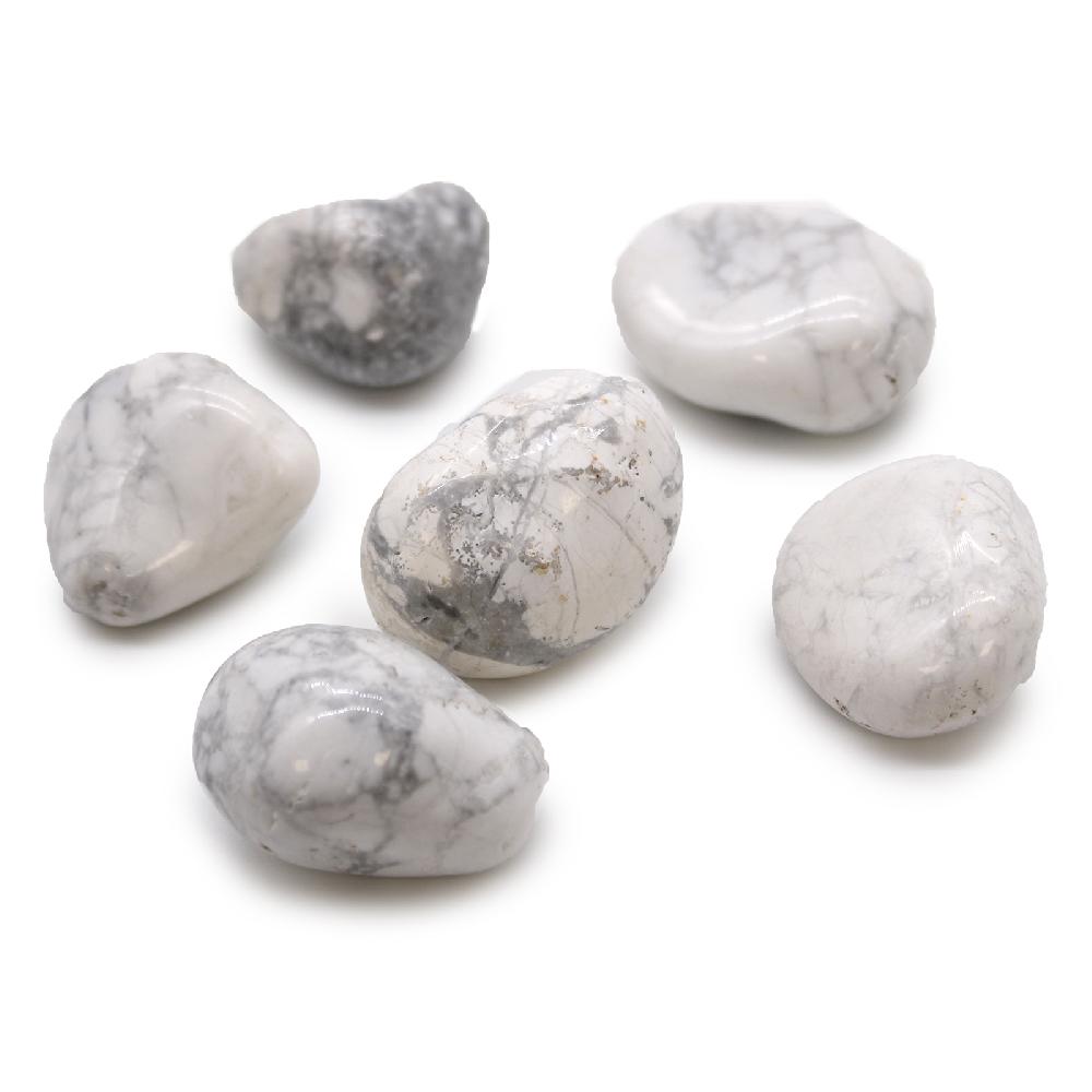 ancient wisdom 6x Large African Tumble Stone - White Howlite - Magnesite