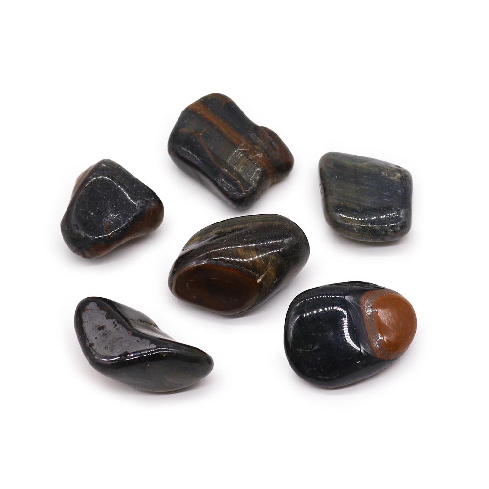ancient wisdom 6x Large African Tumble Stones - Tigers Eye - Blue