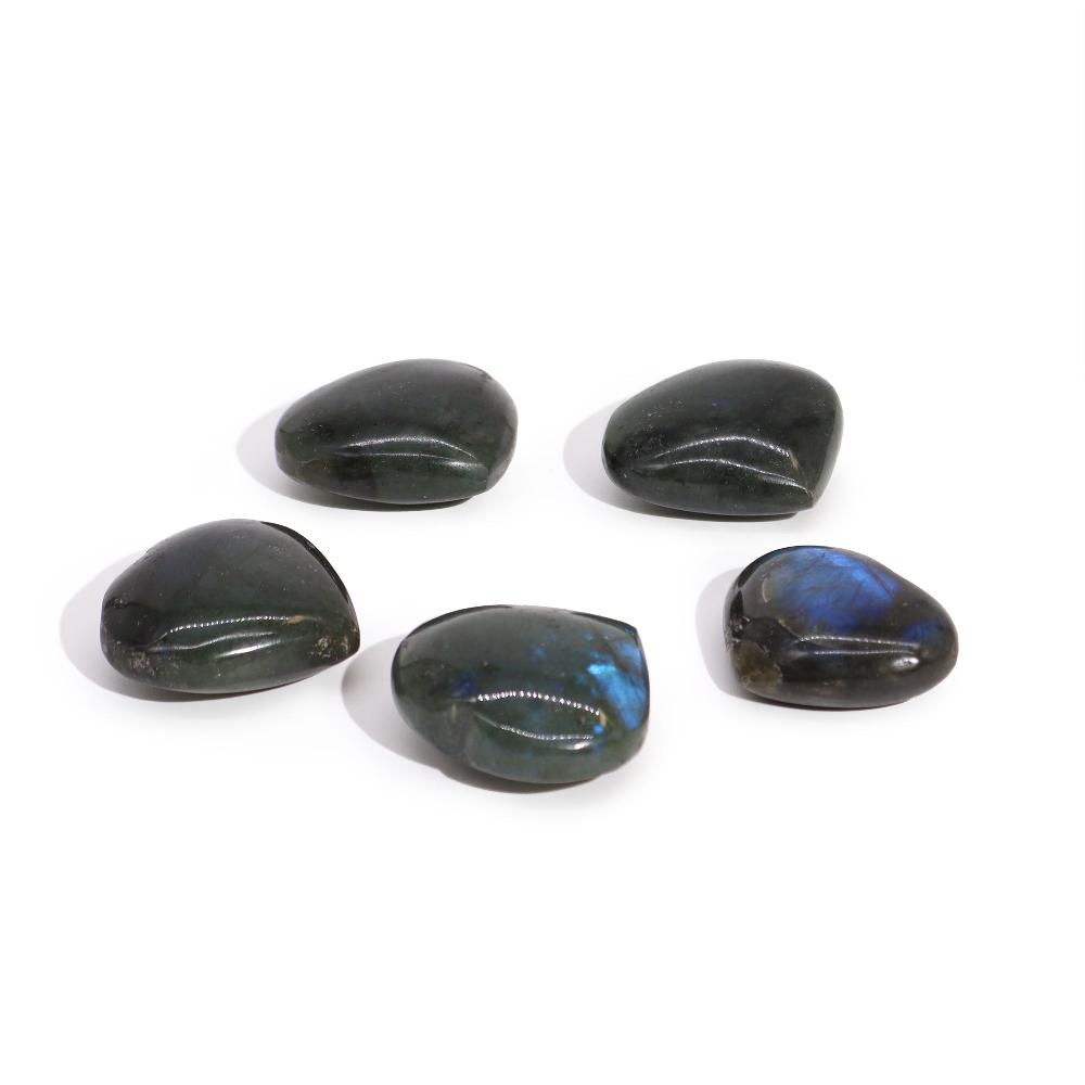 Ancient Wisdom 6x Madagascar Labradorite Hearts Stones (approx 25gm 40mm)