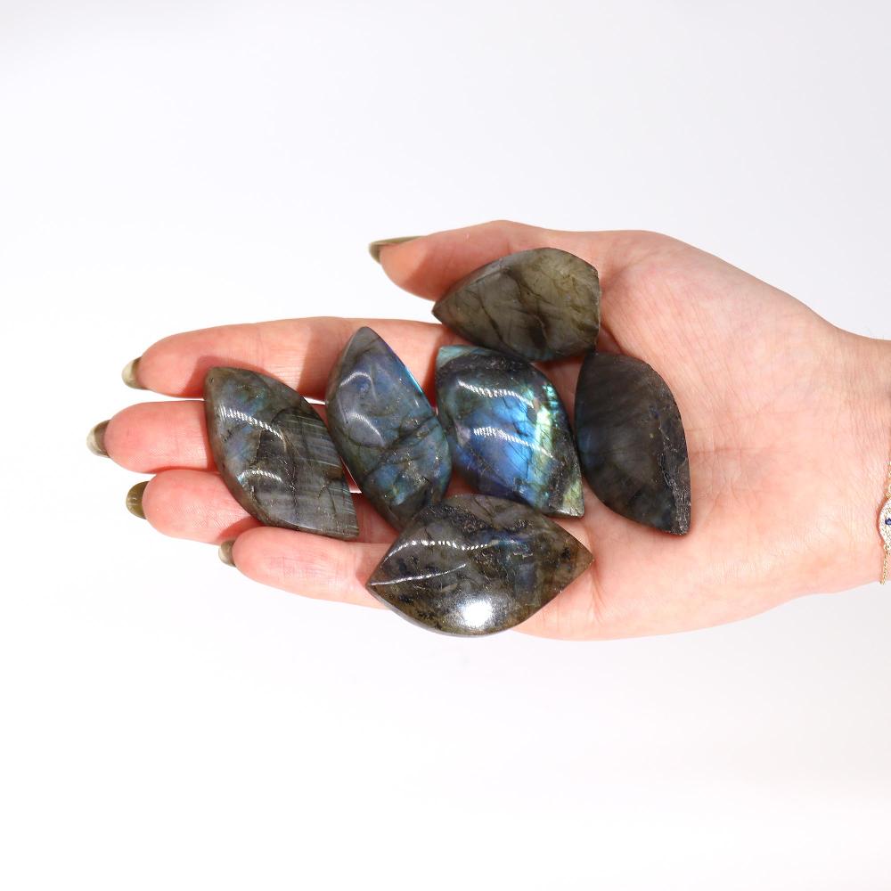 Ancient Wisdom 6x Madagascar Labradorite Leaf Stones (approx 15-20gms 45-55mm)