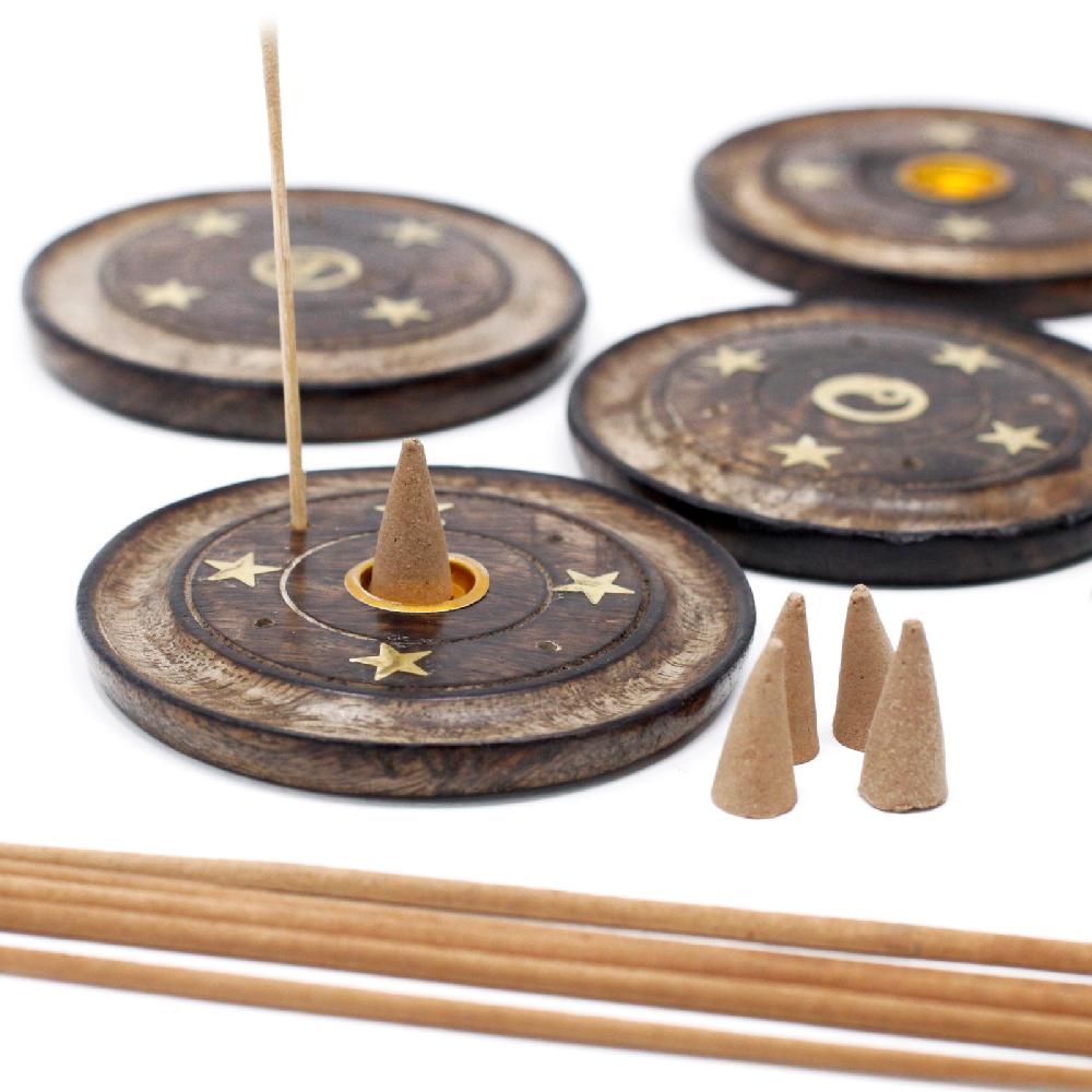Ancient Wisdom 6x Mango Wood Disc 10cm (Cone & Incense)