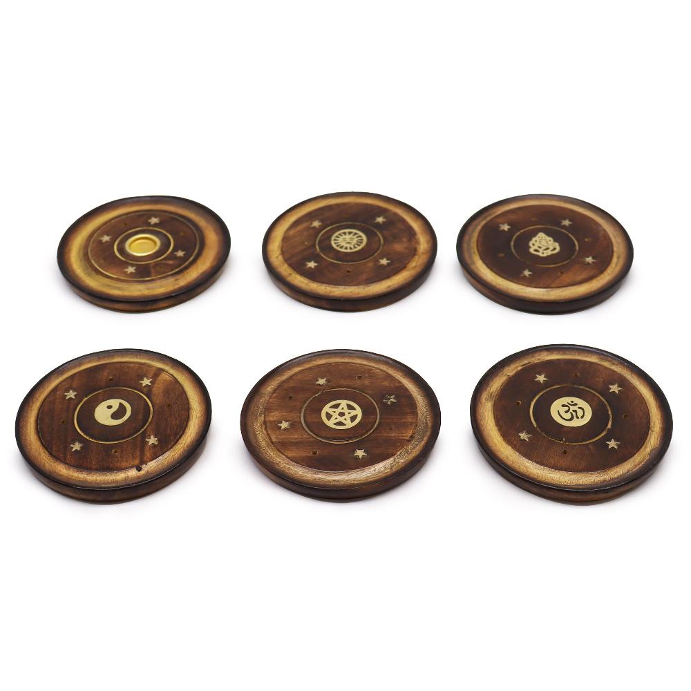 ancient wisdom 6x Mango Wood Disc 10cm (Cone & Incense)