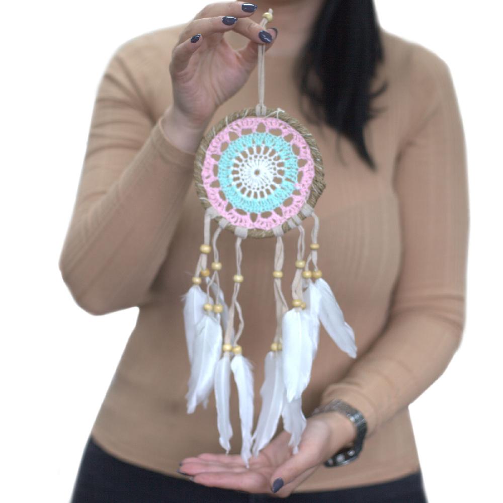 Ancient Wisdom 6x Pastel Blue Macramé Dream Catcher 12cm (asst Colours)