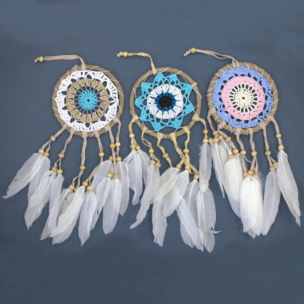 Ancient Wisdom 6x Pastel Blue Macramé Dream Catcher 12cm (asst Colours)