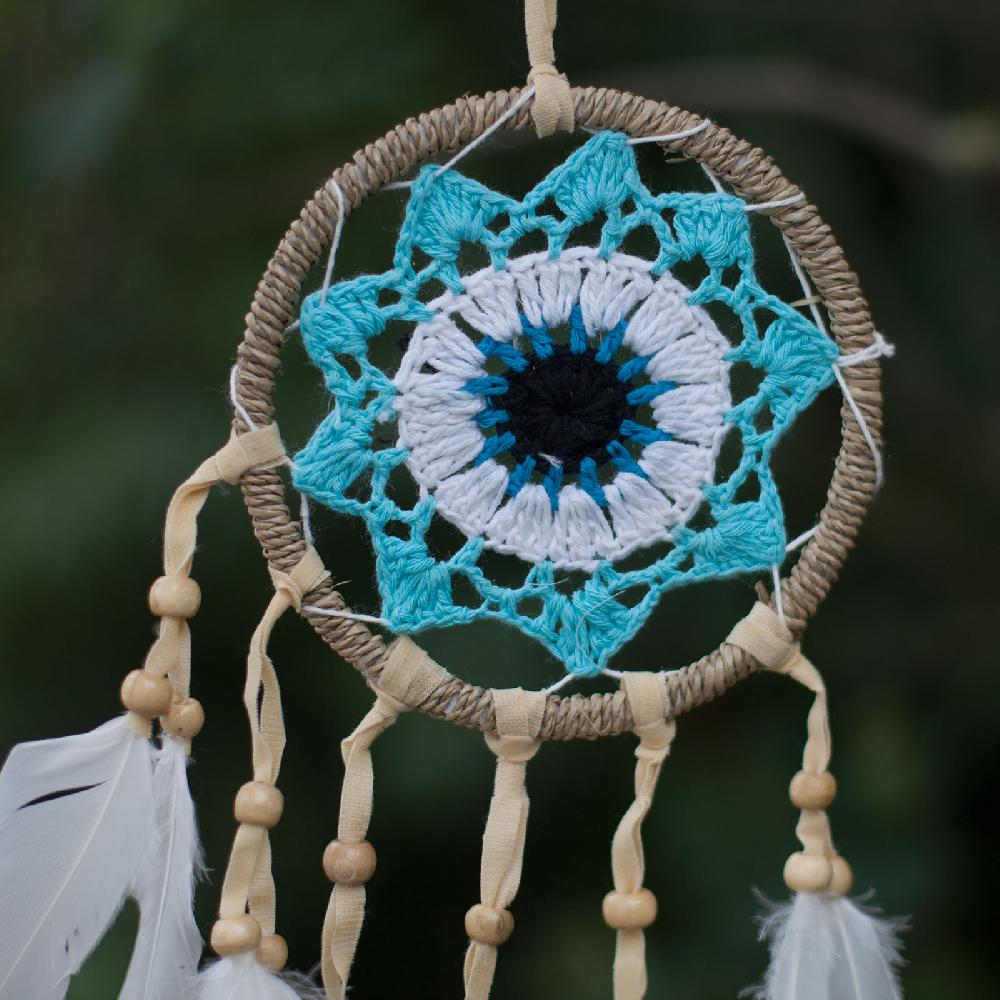 Ancient Wisdom 6x Pastel Blue Macramé Dream Catcher 12cm (asst Colours)