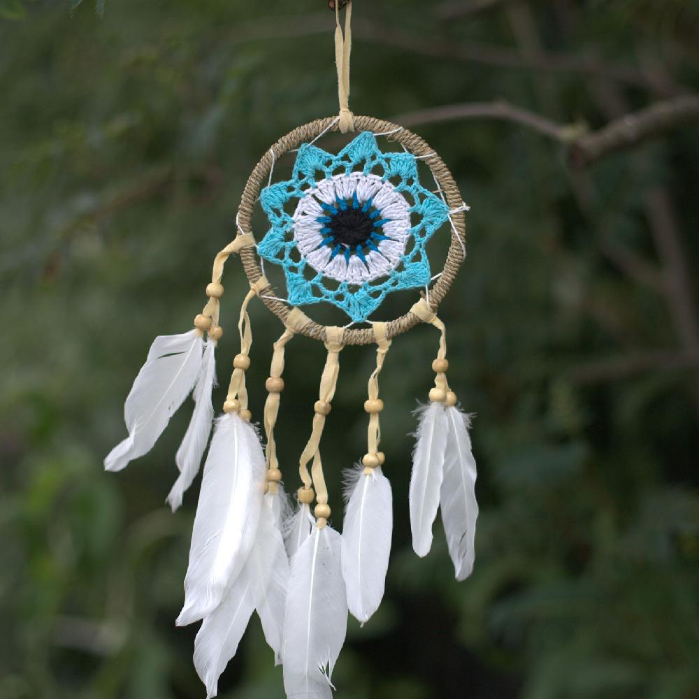 ancient wisdom 6x Pastel Blue Macramé Dream Catcher 12cm (asst colours)