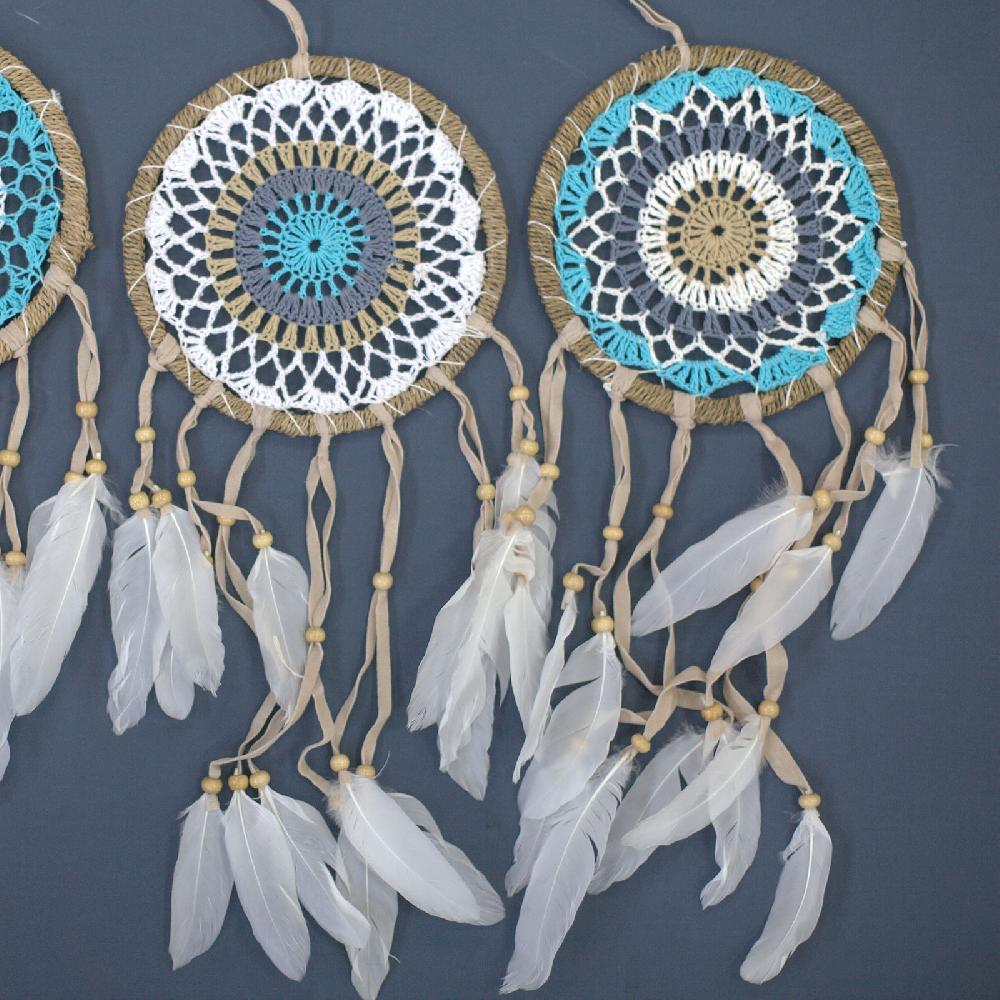 Ancient Wisdom 6x Pastel Blue Macramé Dream Catcher 16cm (asst Colours)