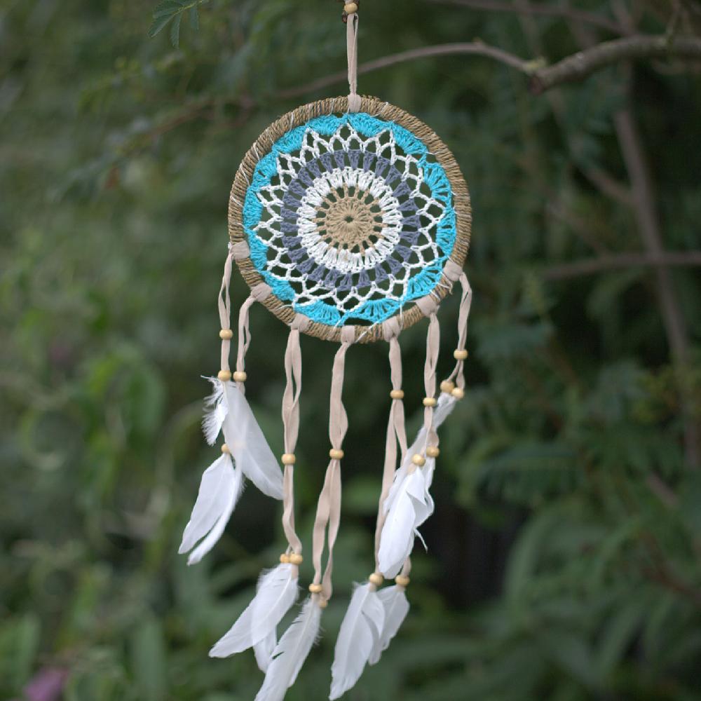 Ancient Wisdom 6x Pastel Blue Macramé Dream Catcher 16cm (asst Colours)