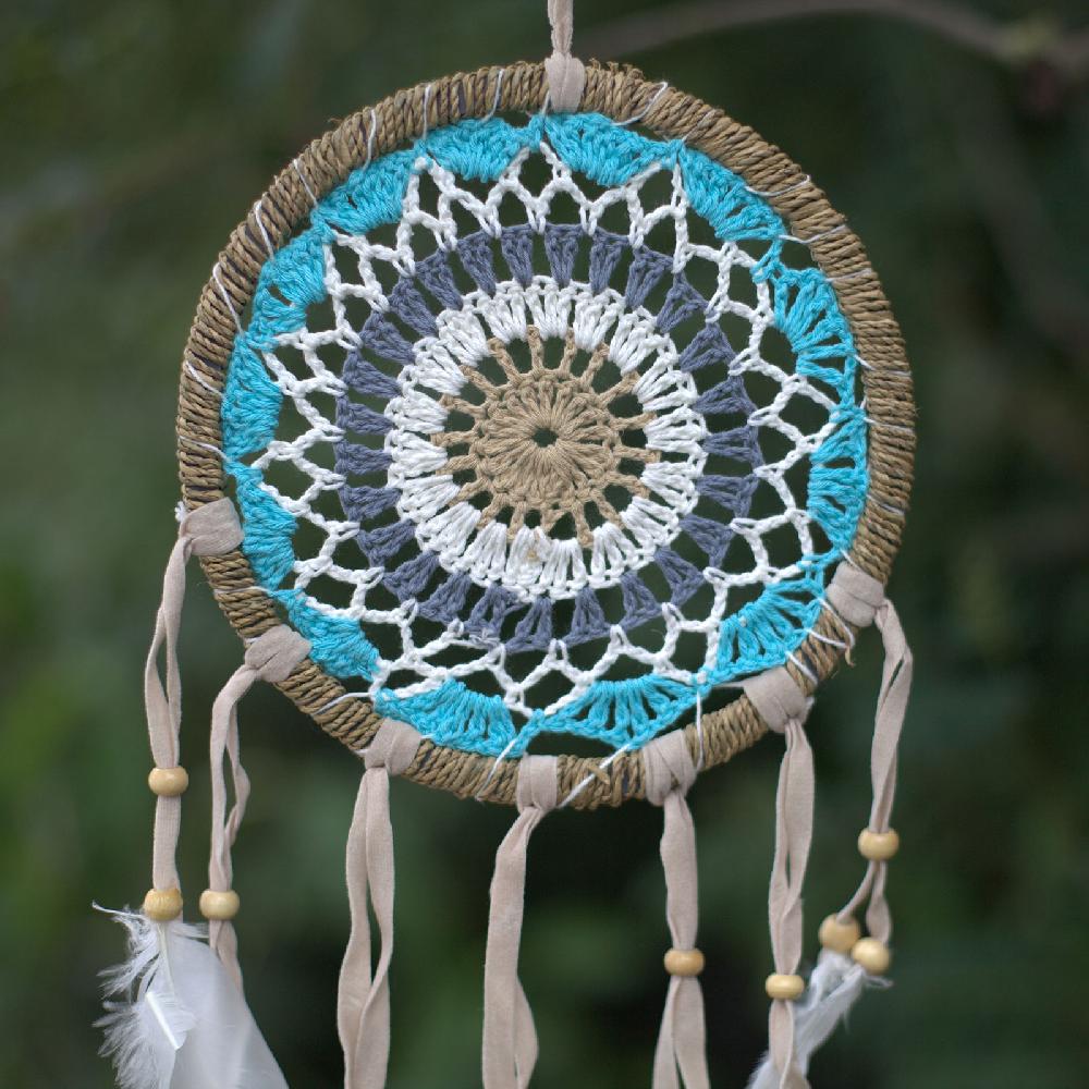 Ancient Wisdom 6x Pastel Blue Macramé Dream Catcher 16cm (asst Colours)